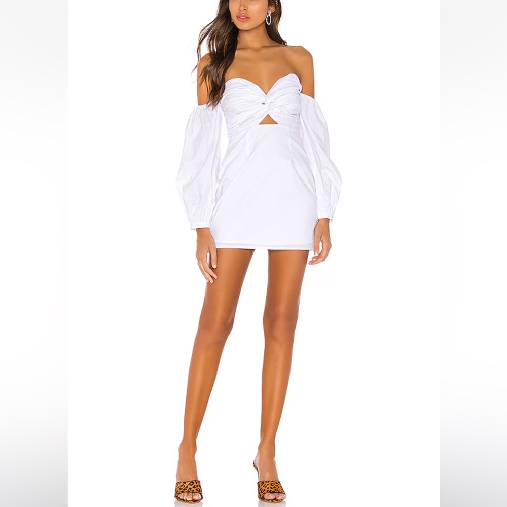 Flynn Ruched Sleeve Dress in White